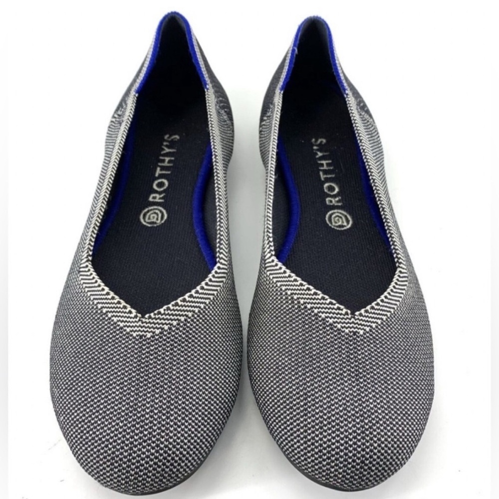 Rothy's Black Gray and Blue Knit Flats